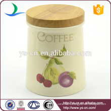 YSca0032-01-1 ceramic kitchen canisters with wooden lid